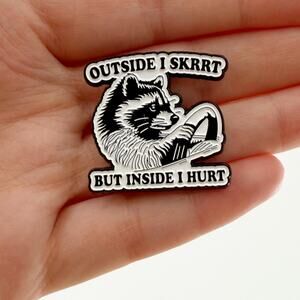 Outside I Skrrt Funny Raccoon Soft Enamel Pin, Cute Savage Trash Bandit